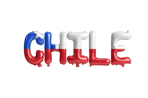 白で隔離の旗の色とChileletter風船の3dイラスト