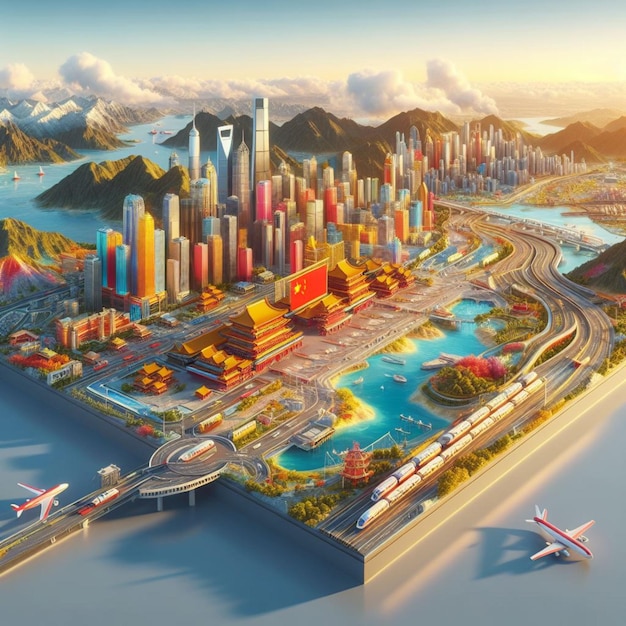 3D illustration of China