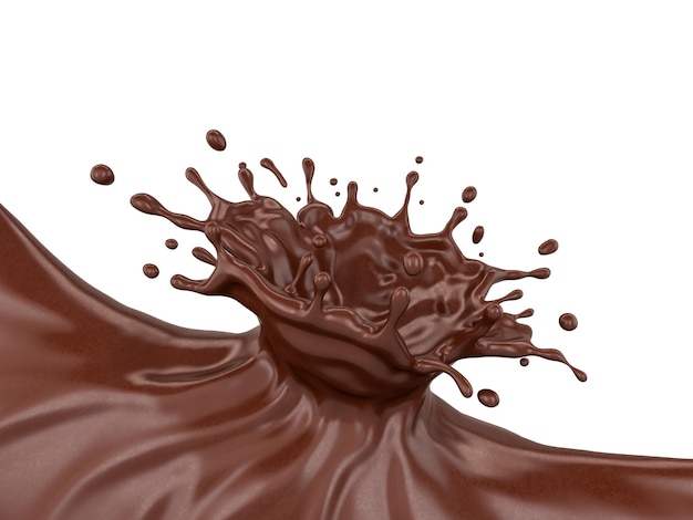 3D illustration of chocolate splash isolated on white background work path or clipping path included