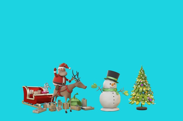 3d illustration christmas day with santa claus