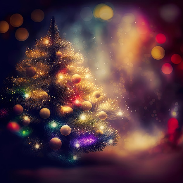 3D illustration Christmas, New Year  holiday blurred background