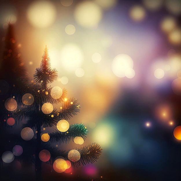 3D illustration Christmas, New Year  holiday blurred background