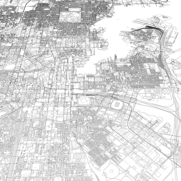 Photo 3d illustration of city and urban in baltimore usa