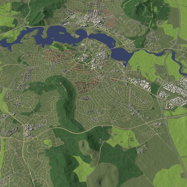 Photo 3d illustration of city and urban in canberra australia