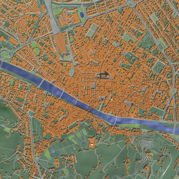 3D illustration of city and urban in Florence