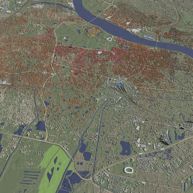Photo 3d illustration of city and urban in kolkata india