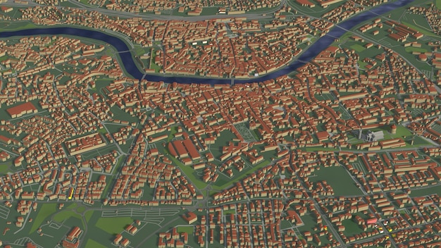 3D illustration of city and urban in Pisa Italy