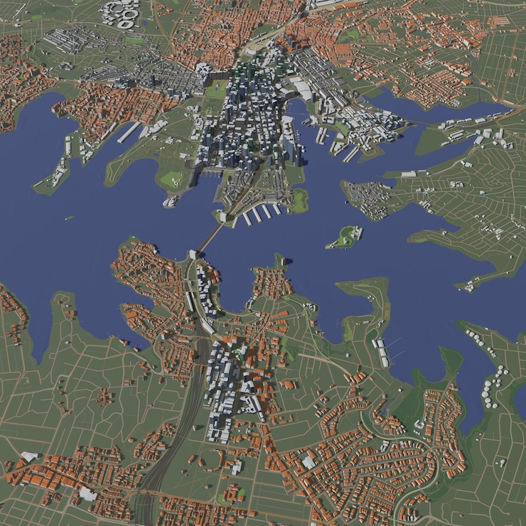 Photo 3d illustration of city and urban in sydney australia