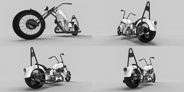 3Dイラストクラシックカスタムバイク3Dレンダリング