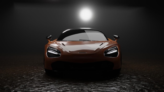 3d illustration classic sports car