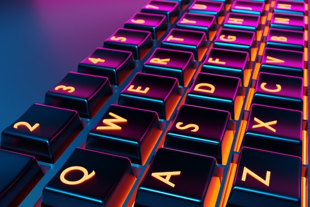 Premium Photo | A gaming keyboard with rgb color backlight shot closeup on  a black wall with space for text. the concept of games, e-sports and the  workspace of the gamer. top