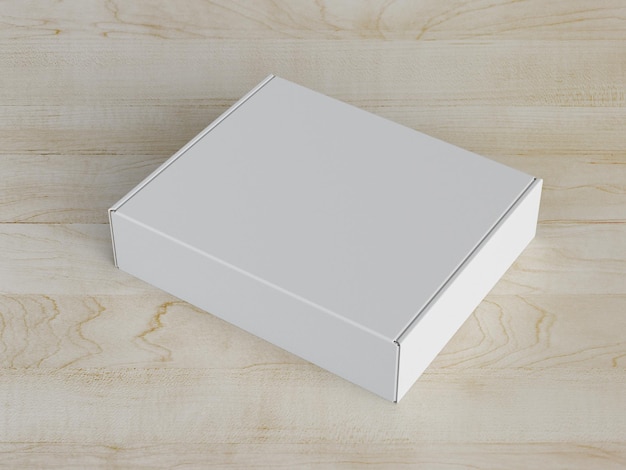 3D illustration Closed mailing box on wooden background