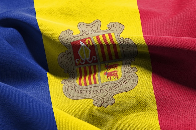 3D illustration closeup flag of Andorra