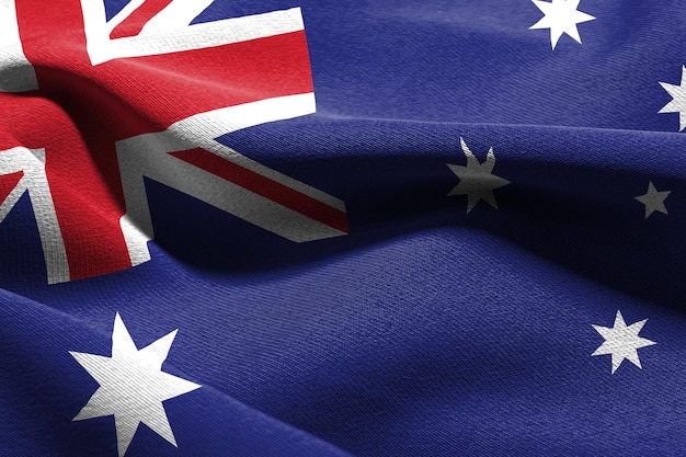 3D illustration closeup flag of Australia