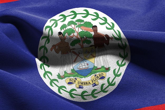 3D illustration closeup flag of Belize