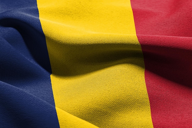 3D illustration closeup flag of Chad