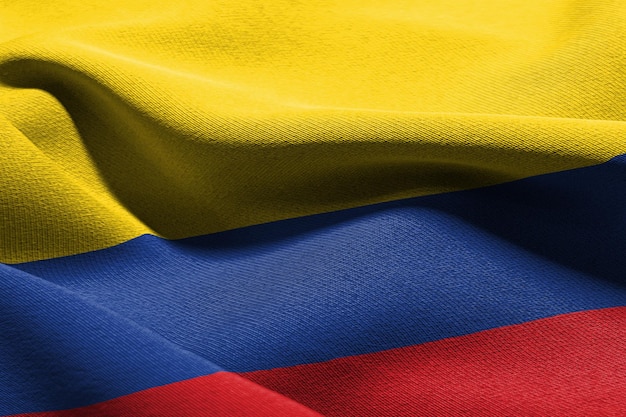 3D illustration closeup flag of Colombia