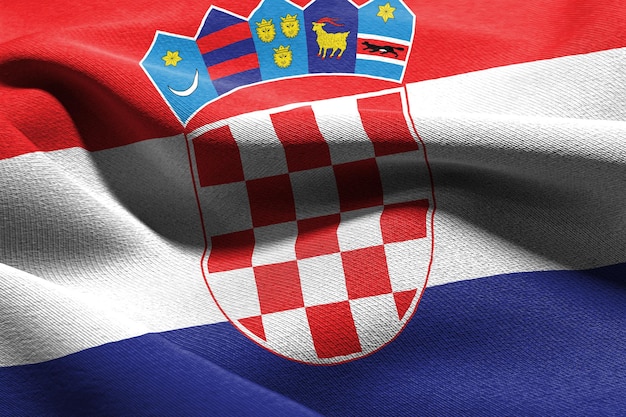 3D illustration closeup flag of Croatia