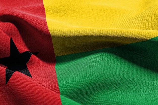 3D illustration closeup flag of GuineaBissau