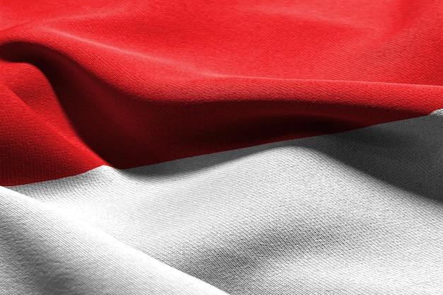 3D illustration closeup flag of Indonesia