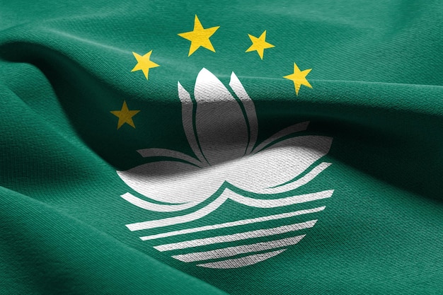 3D illustration closeup flag of Macau