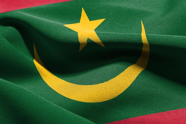 3D illustration closeup flag of Mauritania