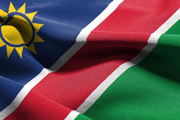 3D illustration closeup flag of Namibia