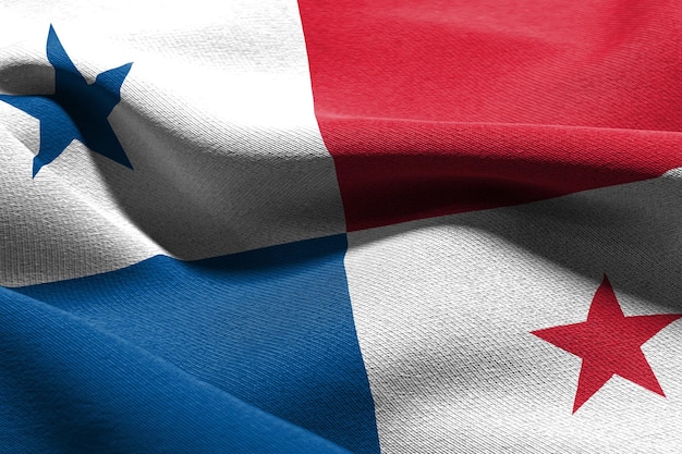 3D illustration closeup flag of Panama