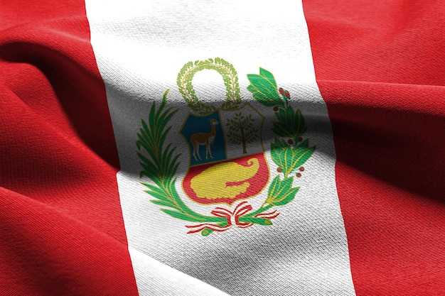 3D illustration closeup flag of Peru