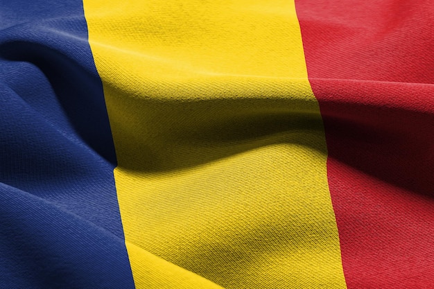 3D illustration closeup flag of Romania