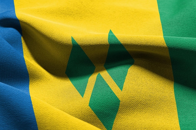 3D illustration closeup flag of Saint Vincent