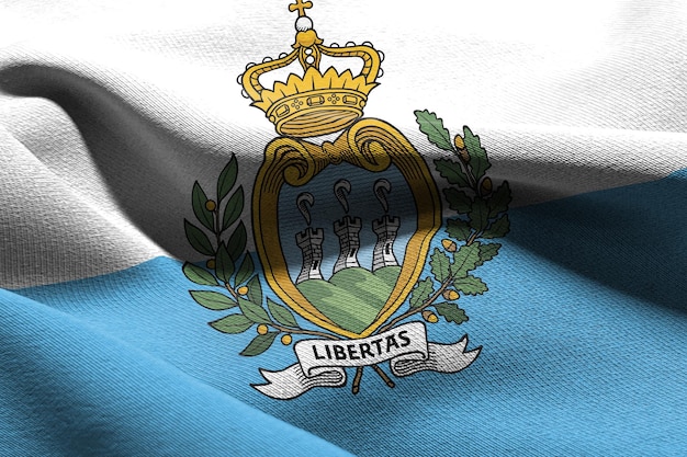 3D illustration closeup flag of San Marino