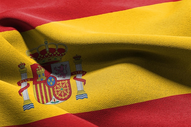 3D illustration closeup flag of Spain