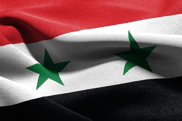 3D illustration closeup flag of Syria