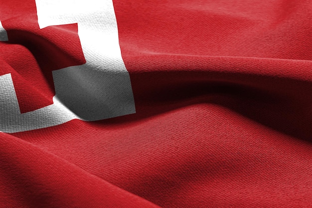 3D illustration closeup flag of Tonga