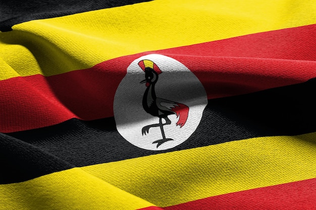 3D illustration closeup flag of Uganda