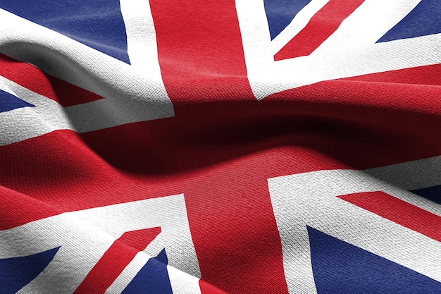 3D illustration closeup flag of United Kingdom