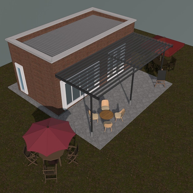 3D illustration of coffee shop