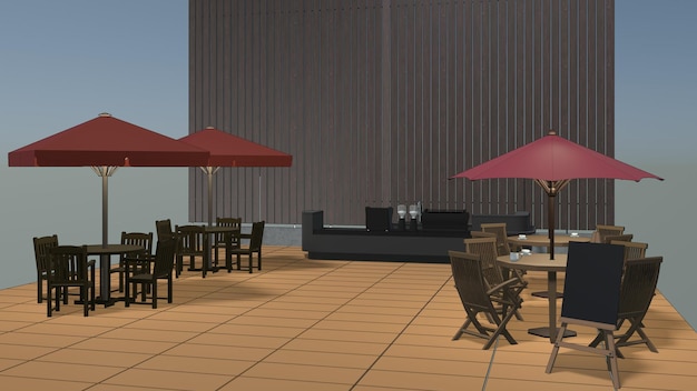 3D illustration of coffee shop