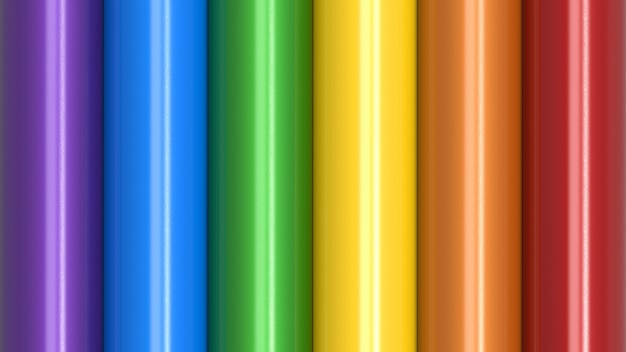 3d illustration of a color tubes like a lgbt flag