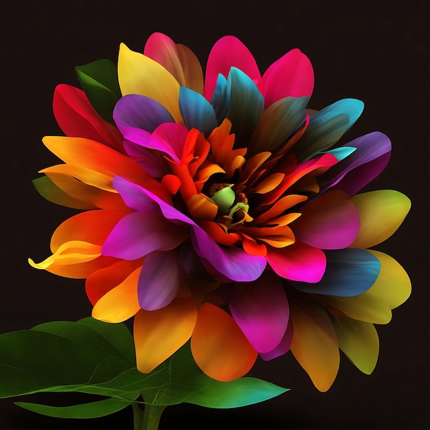 3d Illustration Colorful Flower Colorful Flower Colorful Flower Image Generative Ai