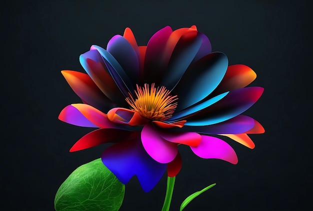 3d Illustration Colorful Flower Colorful Flower Colorful Flower Image Generative Ai