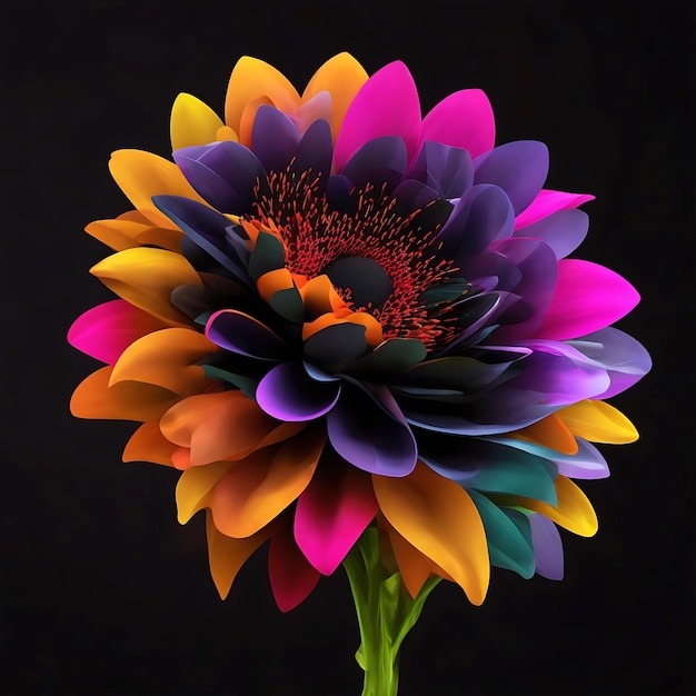 3d Illustration Colorful Flower Colorful Flower Colorful Flower Image Generative Ai