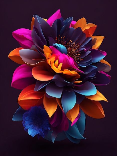 3d Illustration Colorful Flower Colorful Flower Image Generative Ai