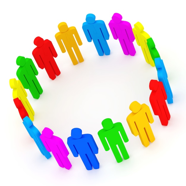 3d Illustration of Colorful People on white background