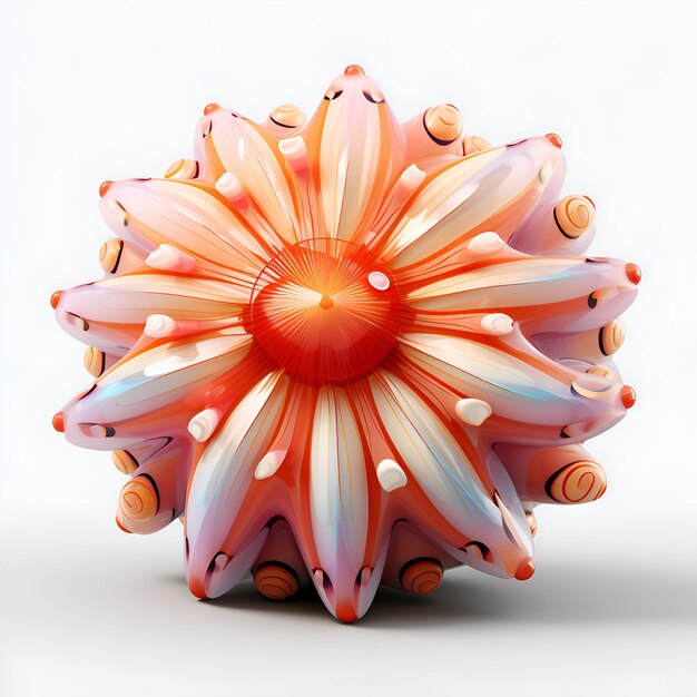 3d illustration of colorful sea anemone on white background