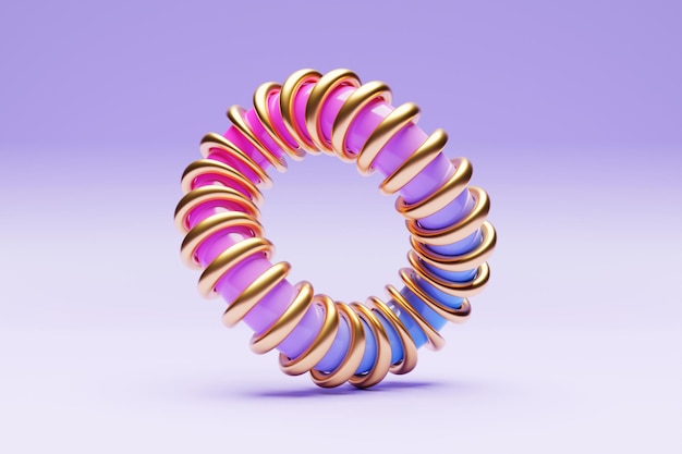 3d illustration of a colorful torus fantastic cellsimple geometric shapes