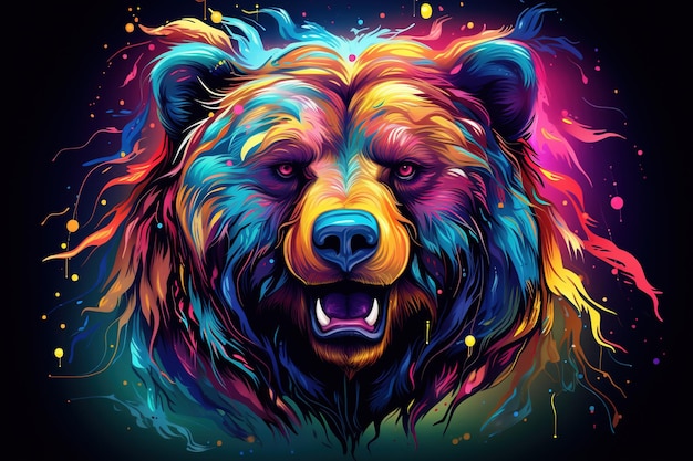 3d illustration colourfull bear