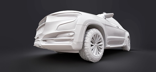 灰色の孤立した背景3dレンダリングの概念貨物ピックアップトラックの3Dイラスト