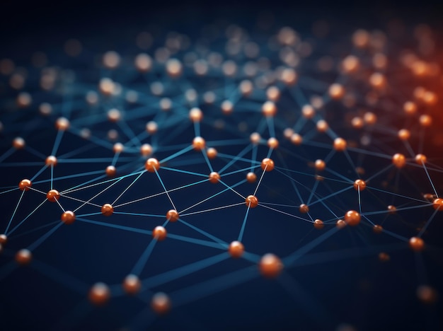 3D illustration concept image of connections and dots internet connections in cloud computing